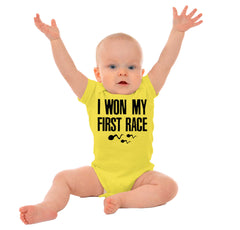 Won The Race Romper Bodysuit-Direct To Garment Print-Brisco Baby