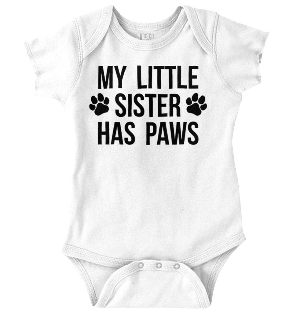 My Little Sister Has Paws Romper Bodysuit-Direct To Garment Print-Brisco Baby
