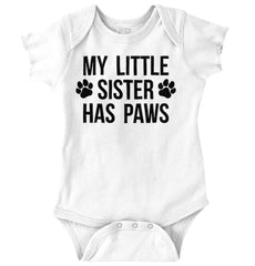 My Little Sister Has Paws Romper Bodysuit-Direct To Garment Print-Brisco Baby