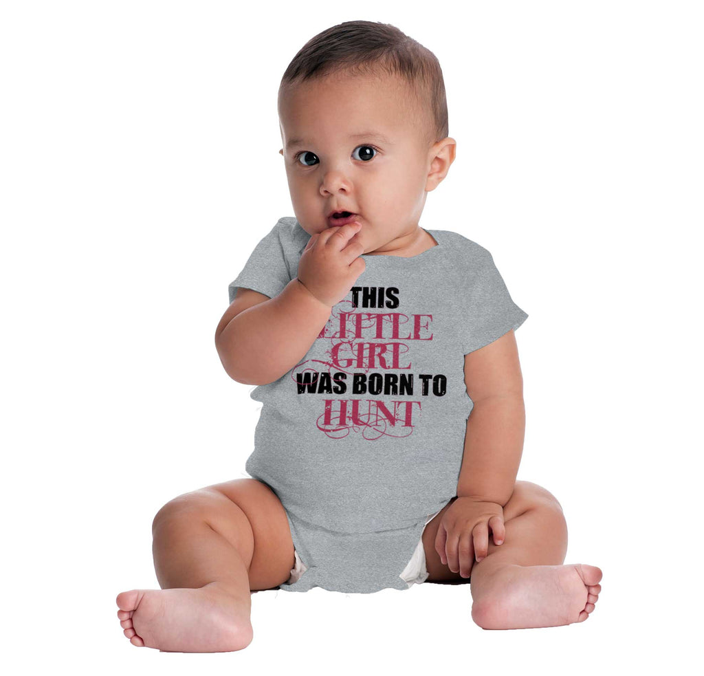 Little Girl Born To Hunt Romper Bodysuit-Direct To Garment Print-Brisco Baby