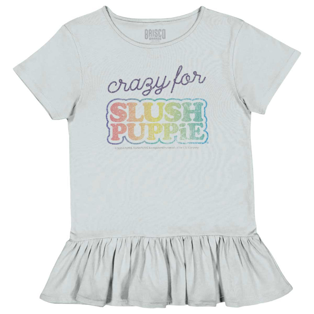Crazy For Slush Puppie Toddler Ruffle Bottom Tee-Direct To Garment Print-Brisco Baby
