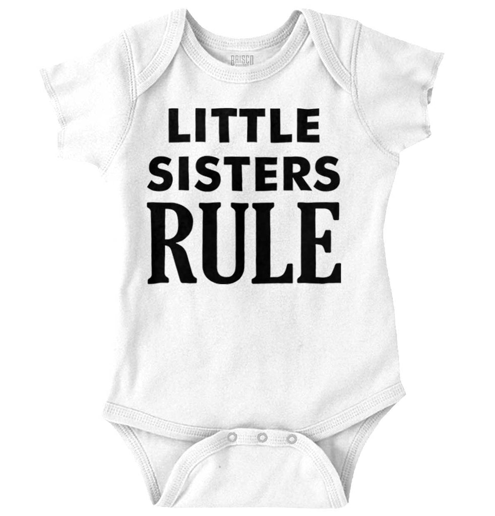 Little Sisters Rule Romper Bodysuit-Direct To Garment Print-Brisco Baby