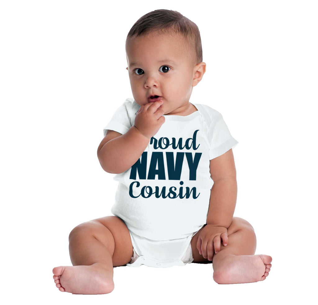 Proud Navy Cousin Romper Bodysuit-Direct To Garment Print-Brisco Baby