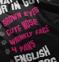 English Bulldog List Romper Bodysuit-Direct To Garment Print-Brisco Baby