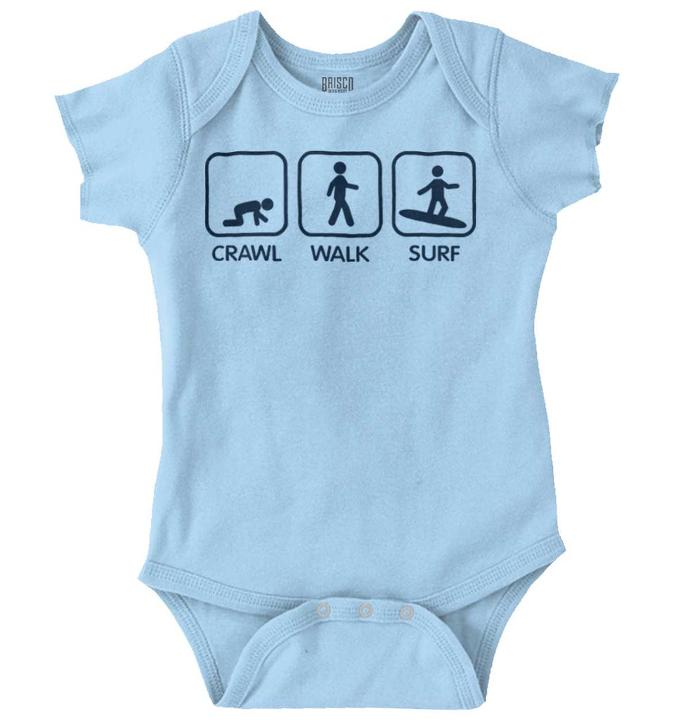 Crawl Walk Surf Romper Bodysuit-Direct To Garment Print-Brisco Baby