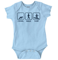 Crawl Walk Surf Romper Bodysuit-Direct To Garment Print-Brisco Baby