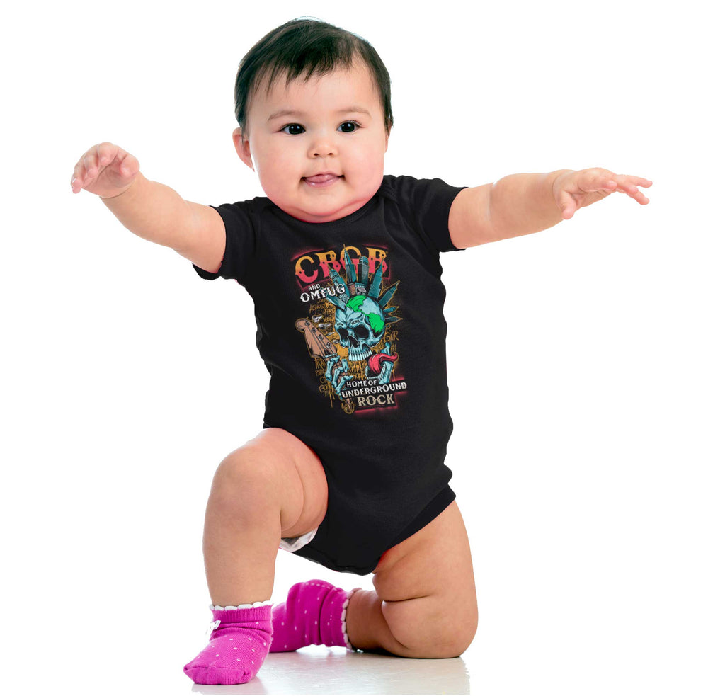 Heavy Metal CBGB Romper Bodysuit-Direct To Garment Print-Brisco Baby