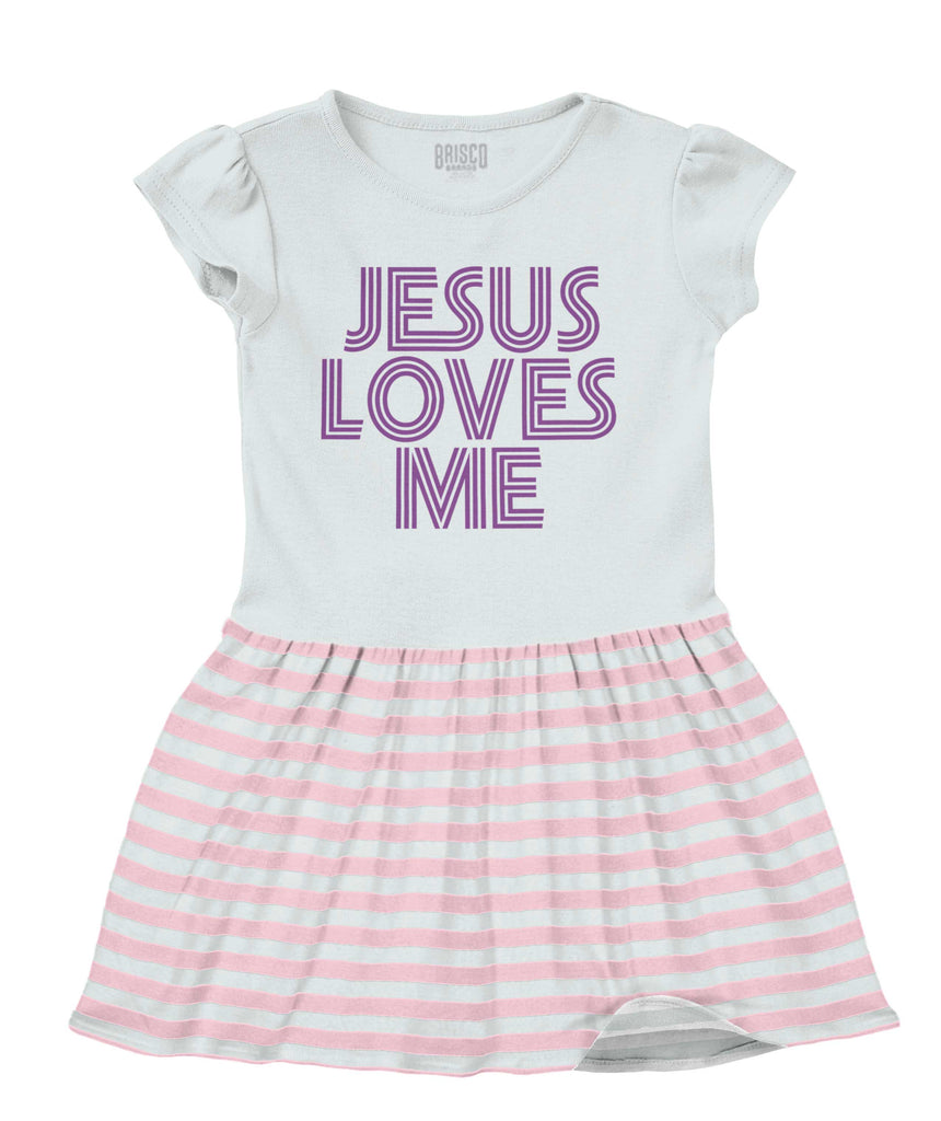 Christ Loves Me Baby Striped Skirt Dress-Direct To Garment Print-Brisco Baby