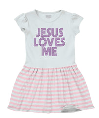 Christ Loves Me Baby Striped Skirt Dress-Direct To Garment Print-Brisco Baby