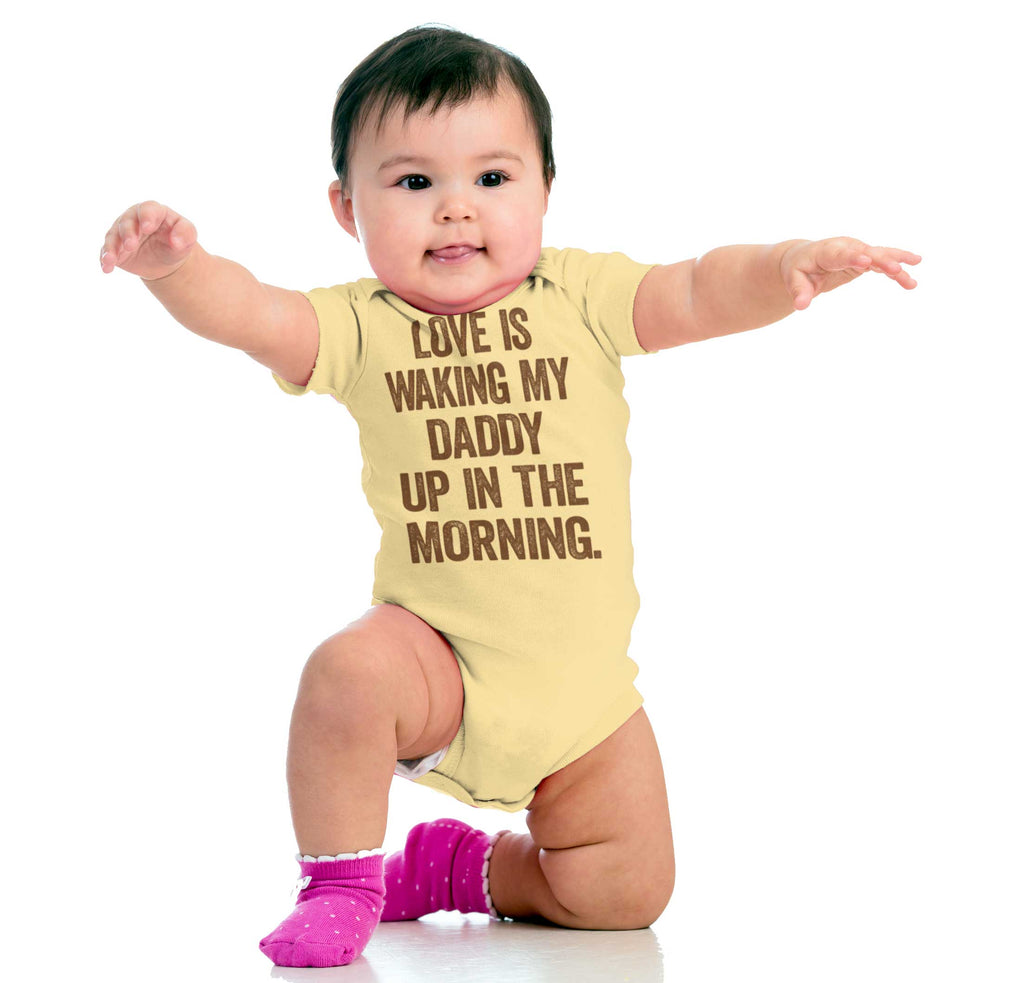 Waking Up Daddy Romper Bodysuit-Direct To Garment Print-Brisco Baby
