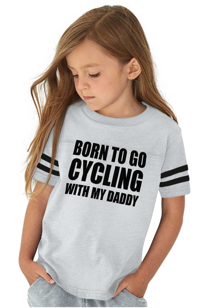 Cycling With Daddy Toddler Football Jersey Tee-Direct To Garment Print-Brisco Baby