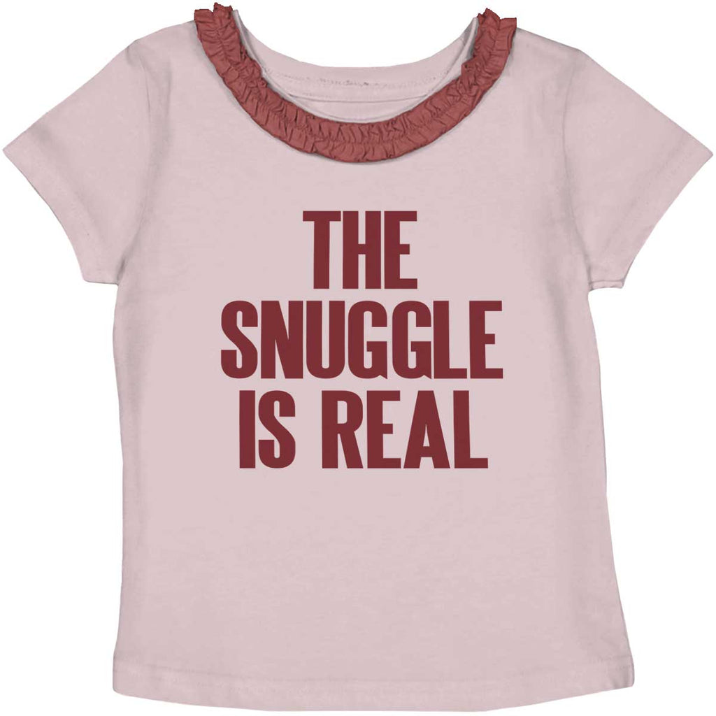 Snuggle Is Real Toddler Ruffled Trim T-Shirt-Direct To Garment Print-Brisco Baby