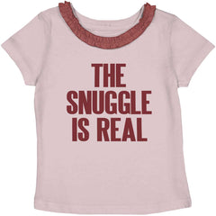Snuggle Is Real Toddler Ruffled Trim T-Shirt-Direct To Garment Print-Brisco Baby