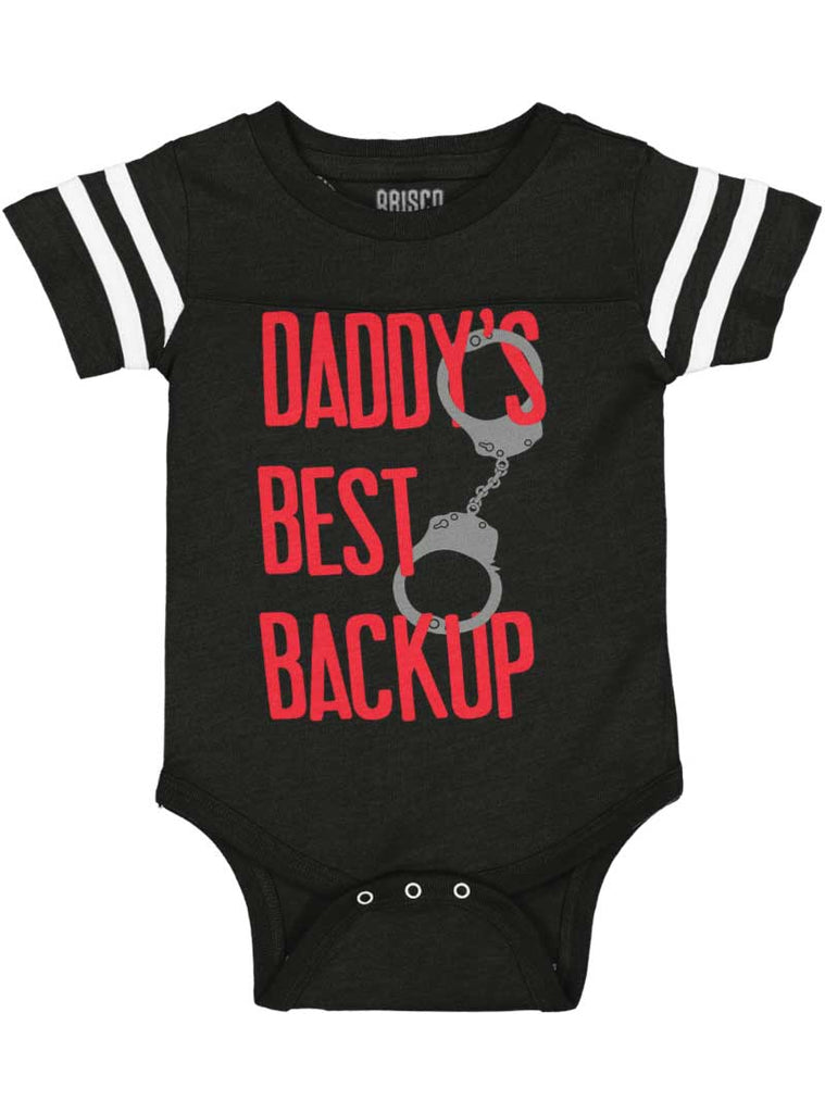Daddy's Best Backup Football Romper Bodysuit-Direct To Garment Print-Brisco Baby