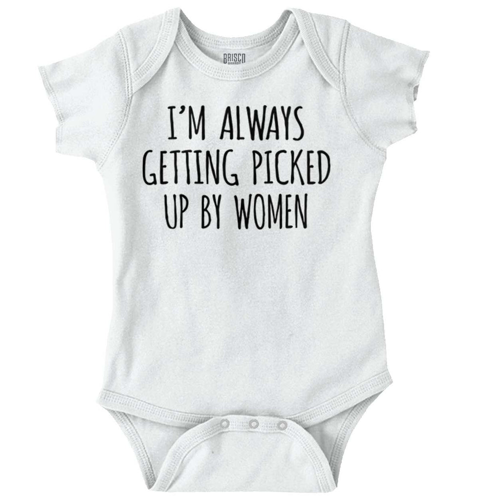 Picked Up By Ladies Romper Bodysuit-Direct To Garment Print-Brisco Baby