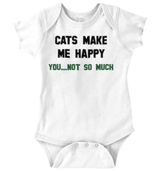 Cats Make Me Happy Romper Bodysuit-Direct To Garment Print-Brisco Baby