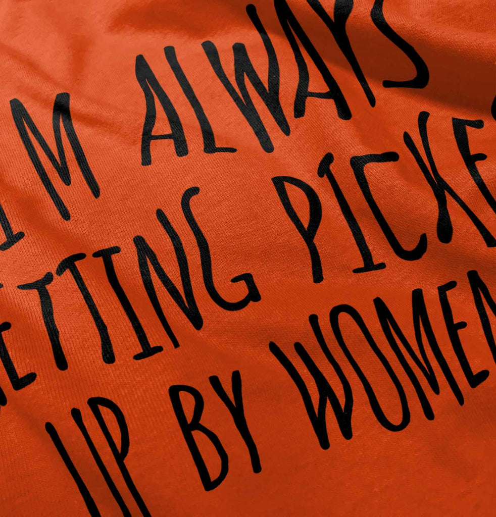 Picked Up By Ladies Romper Bodysuit-Direct To Garment Print-Brisco Baby