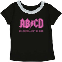 AB CD Toddler Ruffled Trim T-Shirt-Direct To Garment Print-Brisco Baby