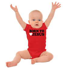 Born To Jesus Romper Bodysuit-Direct To Garment Print-Brisco Baby