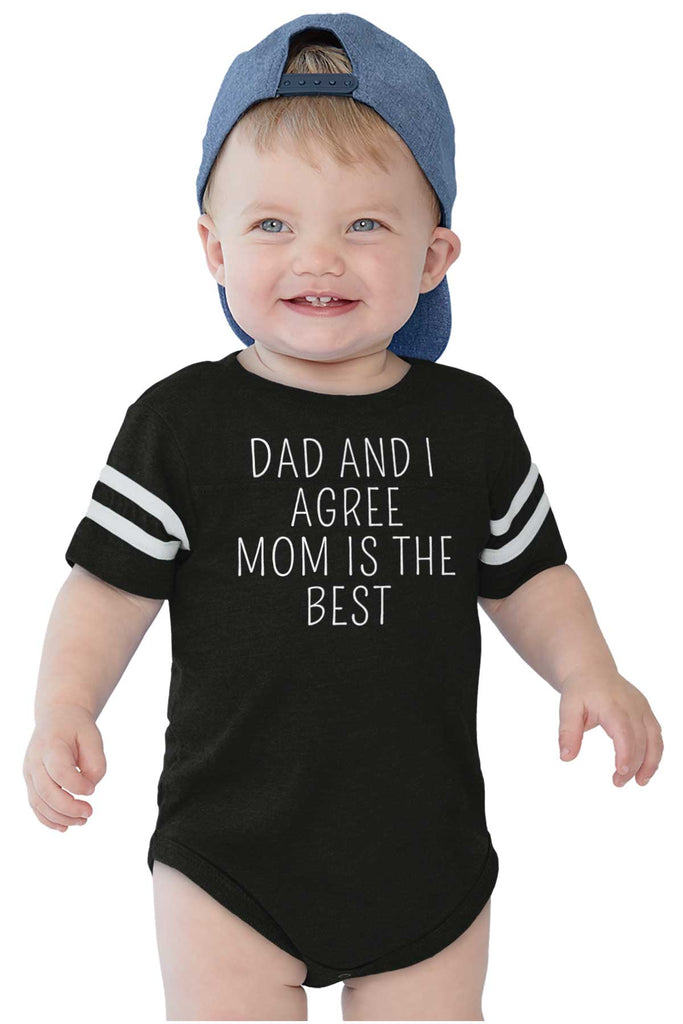 Mom Is Best Football Romper Bodysuit-Direct To Garment Print-Brisco Baby