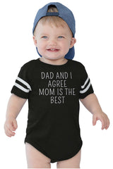 Mom Is Best Football Romper Bodysuit-Direct To Garment Print-Brisco Baby