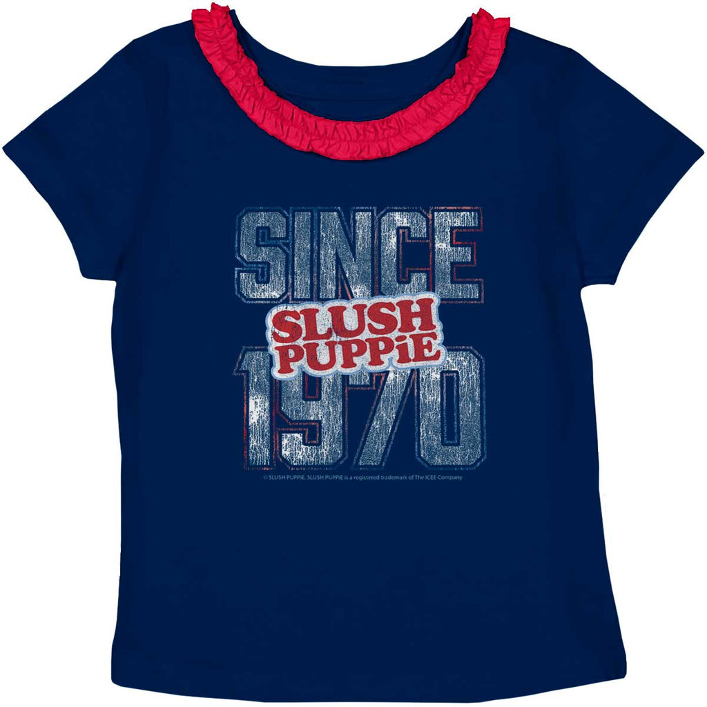 Since 1970 Toddler Ruffled Trim T-Shirt-Direct To Garment Print-Brisco Baby