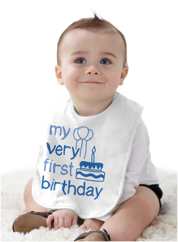 Very First Birthday Infant Baby Bib-Direct To Garment Print-Brisco Baby