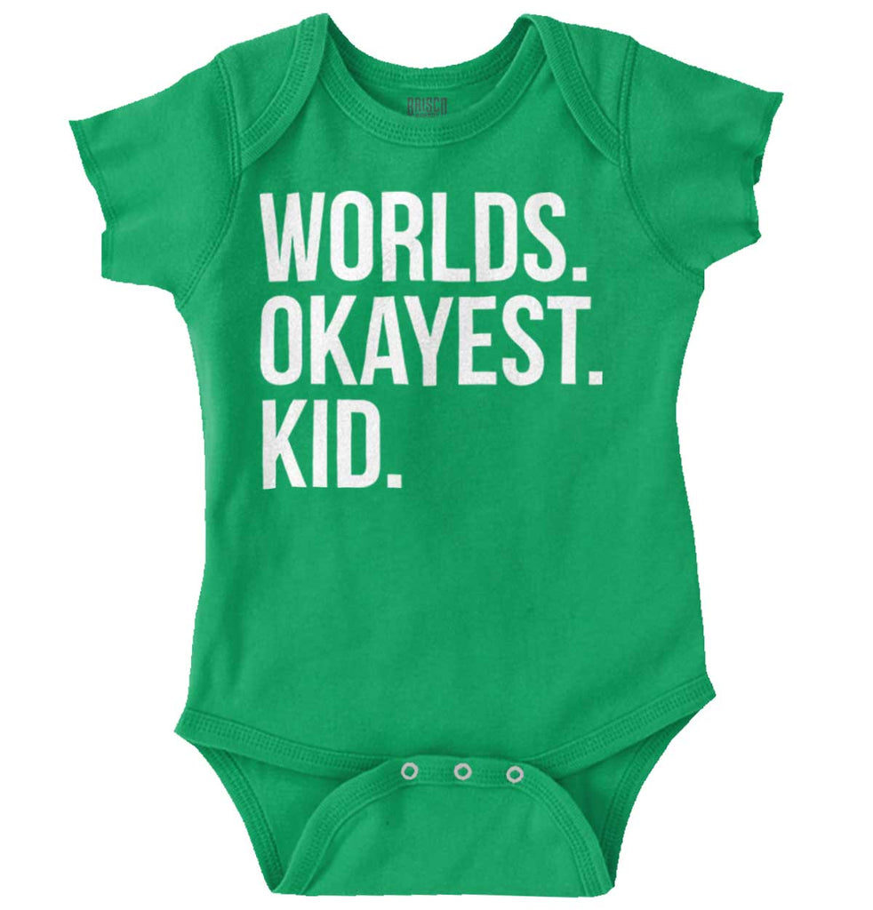 Worlds Okayest Kid Romper Bodysuit-Direct To Garment Print-Brisco Baby
