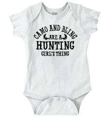 Camo Bling Hunting Thing Romper Bodysuit-Direct To Garment Print-Brisco Baby