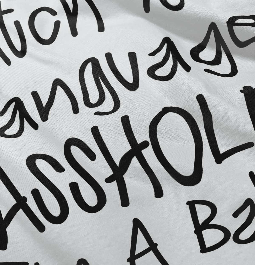 Watch The Language Toddler Ruffled Trim T-Shirt-Direct To Garment Print-Brisco Baby