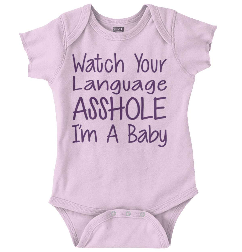 Watch The Language Romper Bodysuit-Direct To Garment Print-Brisco Baby