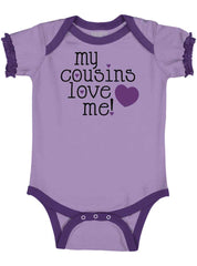 Cousins Love Me Baby Ruffled Trim Romper-Direct To Garment Print-Brisco Baby