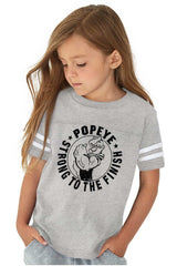 Popeye To The Finish Toddler Football Jersey Tee-Direct To Garment Print-Brisco Baby