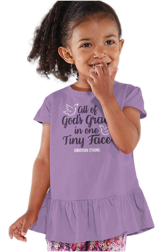 Gods Grace Tiny Face Toddler Ruffle Bottom Tee-Direct To Garment Print-Brisco Baby