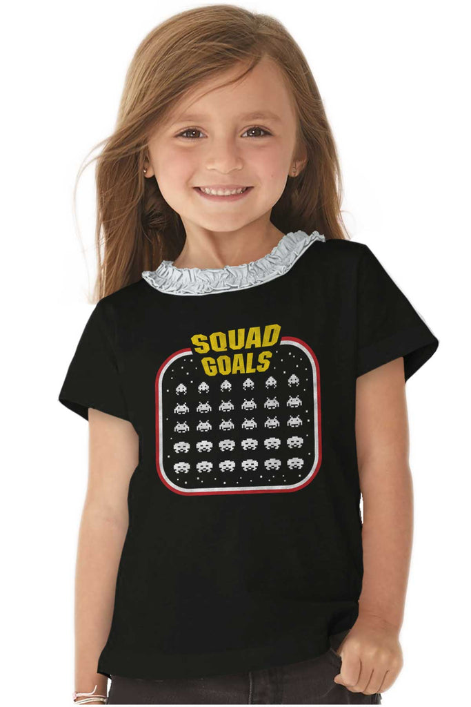 Squad Goals Video Gaming Nerd Toddler Ruffled Trim T-Shirt-Direct To Garment Print-Brisco Baby