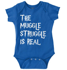 Muggle Struggle Is Real Romper Bodysuit-Direct To Garment Print-Brisco Baby