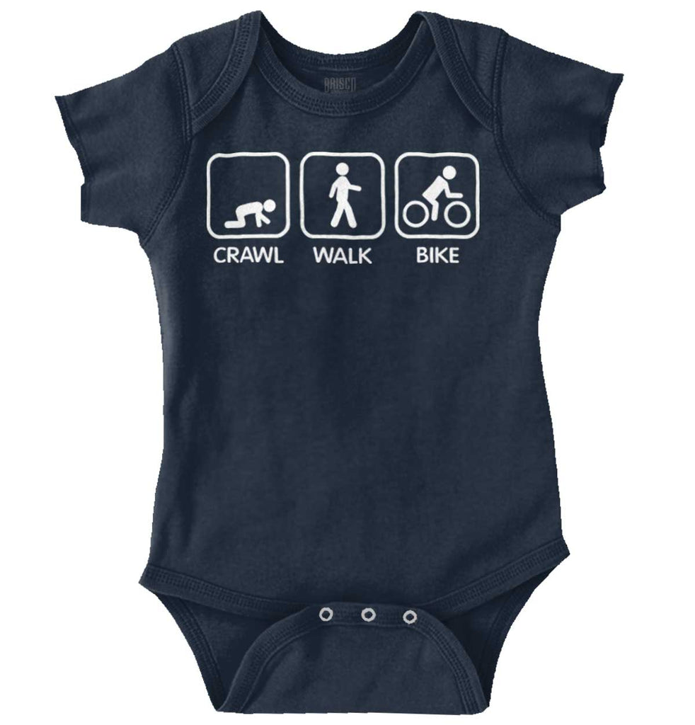 Crawl Walk Bike Romper Bodysuit-Direct To Garment Print-Brisco Baby