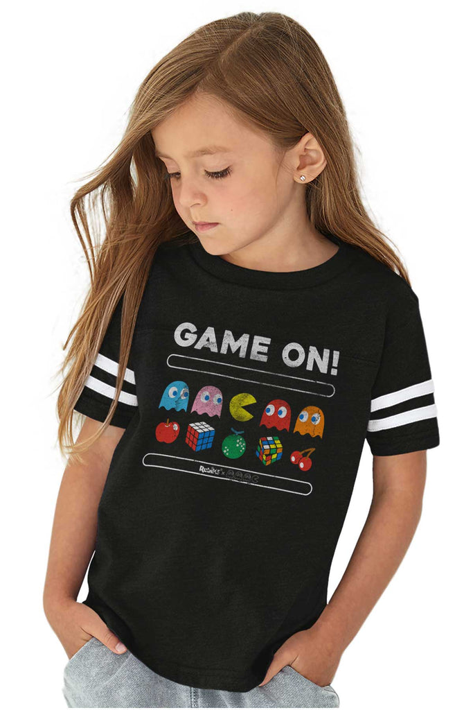 Game On Pac-Man Toddler Football Jersey Tee-Direct To Garment Print-Brisco Baby