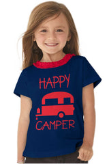 Happy Camper Toddler Ruffled Trim T-Shirt-Direct To Garment Print-Brisco Baby