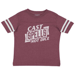 Cast Spells Not Dice Dungeons Toddler Football Jersey Tee-Direct To Garment Print-Brisco Baby