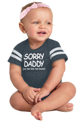 Sorry Daddy Football Romper Bodysuit-Direct To Garment Print-Brisco Baby
