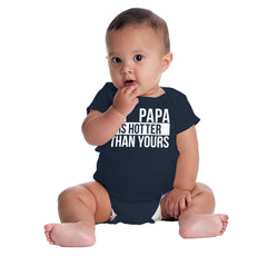 Papa Is Hotter Than Yours Romper Bodysuit-Direct To Garment Print-Brisco Baby