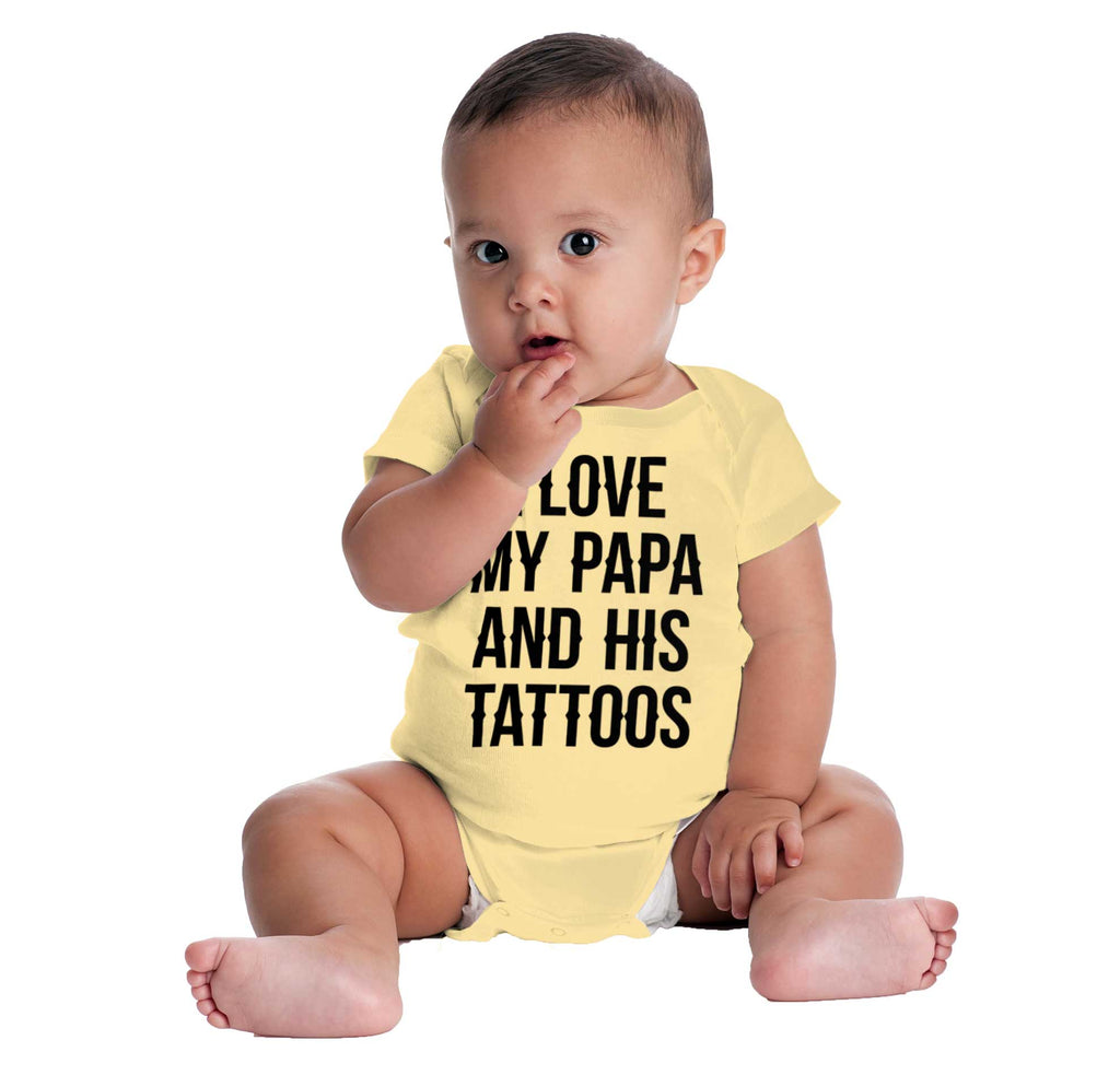 I Love Papa And Tattoos Romper Bodysuit-Direct To Garment Print-Brisco Baby