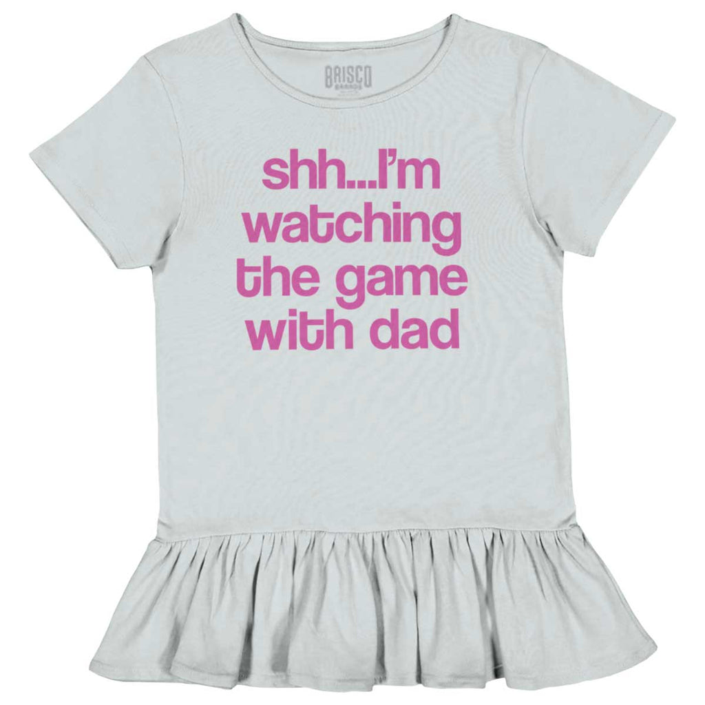 Watching the Game Toddler Ruffle Bottom Tee-Direct To Garment Print-Brisco Baby
