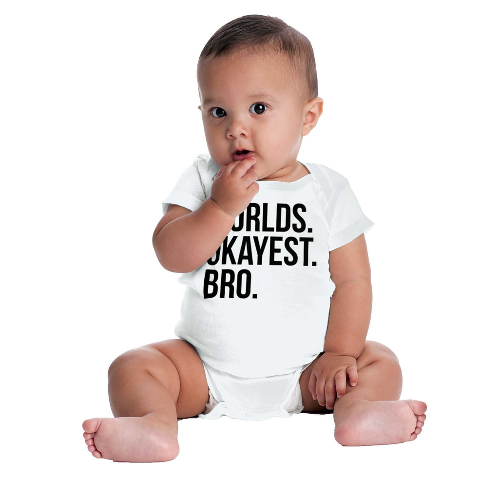 Worlds Okayest Bro Romper Bodysuit-Direct To Garment Print-Brisco Baby