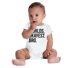 Worlds Okayest Bro Romper Bodysuit-Direct To Garment Print-Brisco Baby