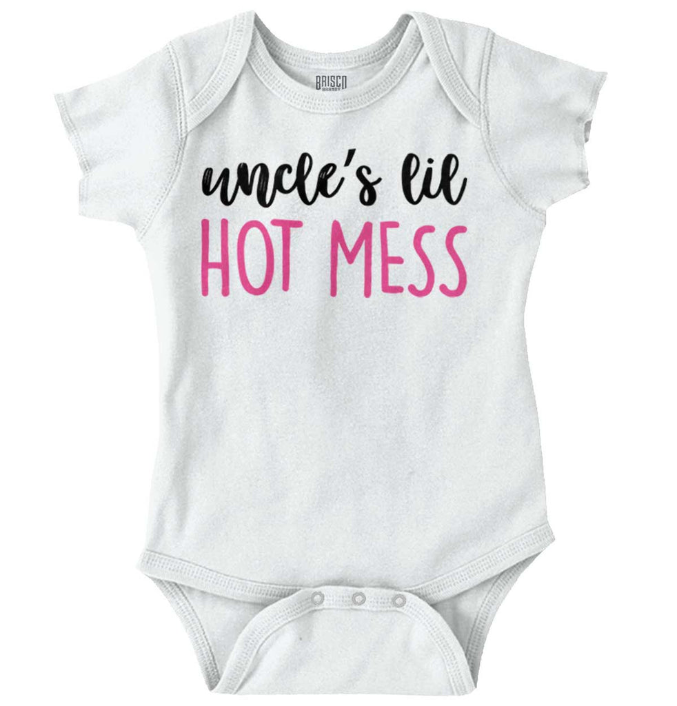 Uncle's Lil Hot Mess Romper Bodysuit-Direct To Garment Print-Brisco Baby