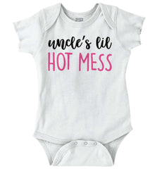 Uncle's Lil Hot Mess Romper Bodysuit-Direct To Garment Print-Brisco Baby