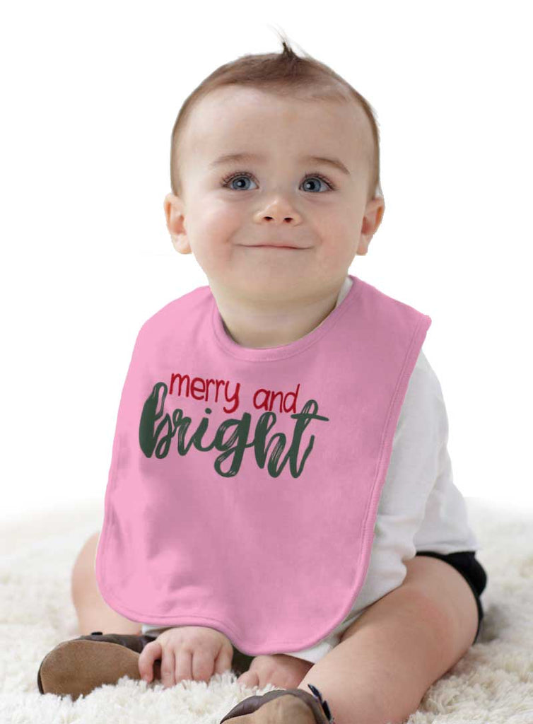 Merry And Bright Infant Baby Bib-Direct To Garment Print-Brisco Baby