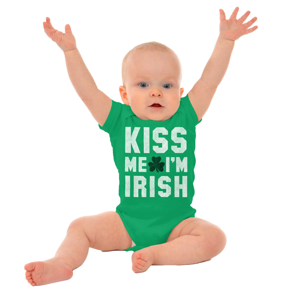 Kiss Me Irish Romper Bodysuit-Direct To Garment Print-Brisco Baby